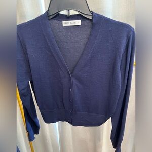 Grace Karin Navy Blue classic knit cardigan. Size Large